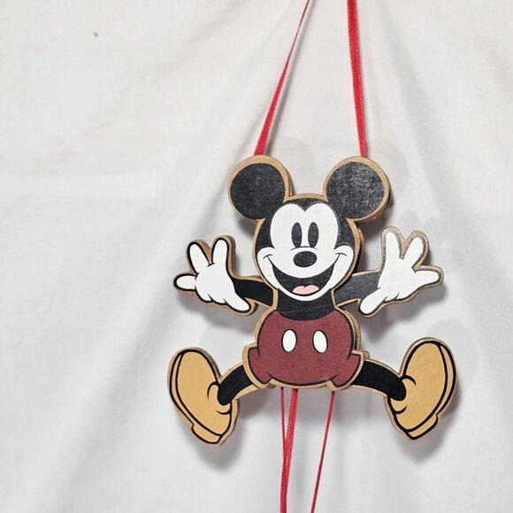 1990 DISNEY MICKEY MOUSE MARIONETTE PULL STRING ORNAMENT WOOD VINTAGE - Picture 8 of 11